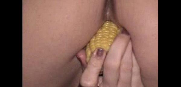  Jessie fucks herself with corn and a trophy